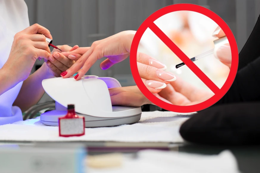 Image illustrant l’interdiction du TPO dans les vernis et gels permanents au Maroc, avec un exemple de vernis sans substances toxiques conseillé par le Dr. Sanaa Lazrak.